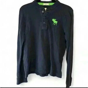 Abercrombie Kids Boys XL Navy Blue Long Sleeve Henley Shirt
